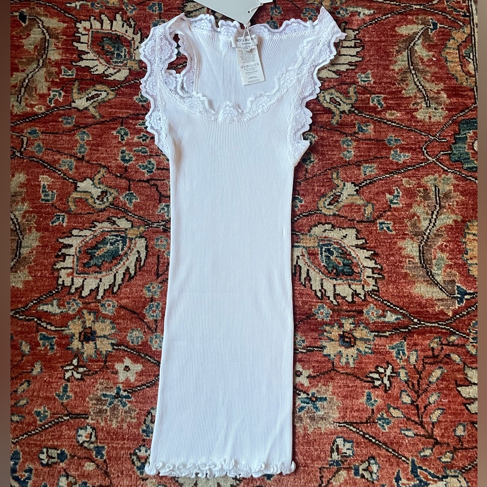 Rosemund iconic bestseller silk/cotton ribbed tank top with lace detail